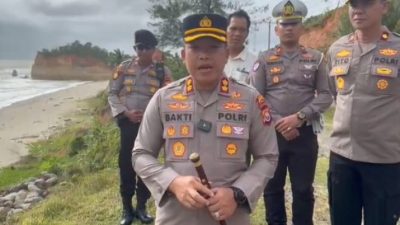 Kapolres Bengkulu Utara tinjau titik rawan abrasi di Jalur lintas barat sumatra